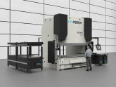une presse plieuse MANEO Premium de 540 Tonnes x 3 mètres avec magasin d'outils